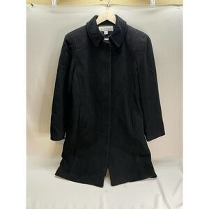 Liz Claiborne Vintage Wool Black Coat  Button Front with Pockets Size 8